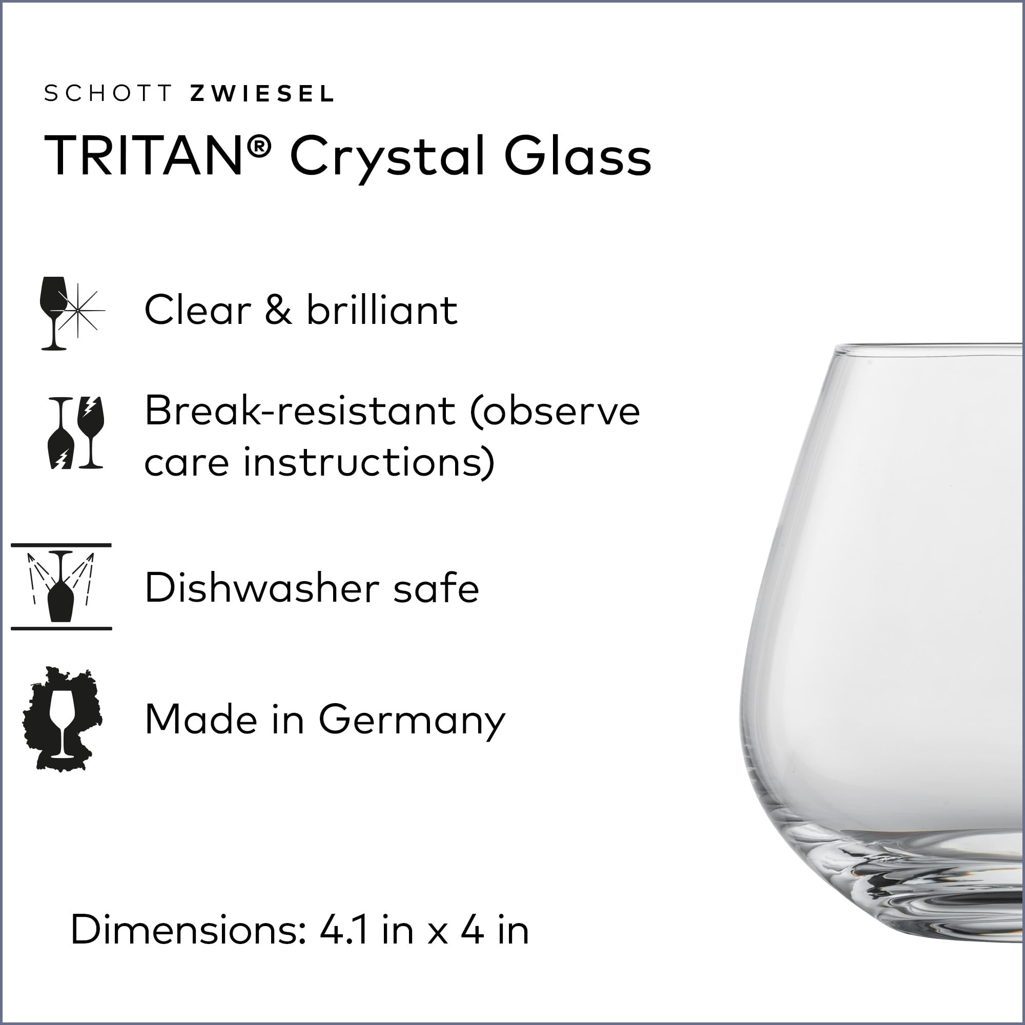 Amazon.com: SCHOTT ZWIESEL Forté Rocks Glass (Set of 6), Stemless